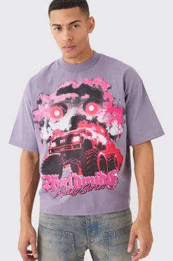 Oversized Boxy Truck Graphic Heavyweight T-shirt | BoohooMAN UK