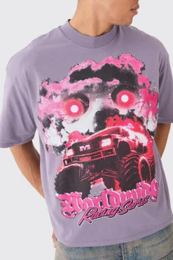 Oversized Boxy Truck Graphic Heavyweight T-shirt | BoohooMAN UK