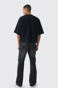Oversized Boxy V Neck Reverse Loopback T-shirt | BoohooMAN UK