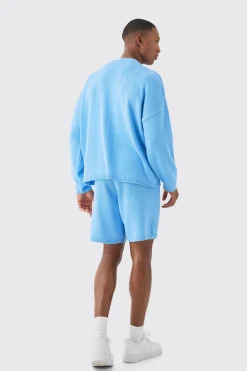 Oversized Boxy Varsity Knit Jumper | BoohooMAN UK