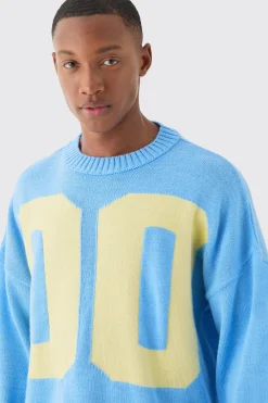 Oversized Boxy Varsity Knit Jumper | BoohooMAN UK