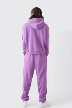 Oversized Boxy Varsity Zip Through Hooded Tracksuit | BoohooMAN UK