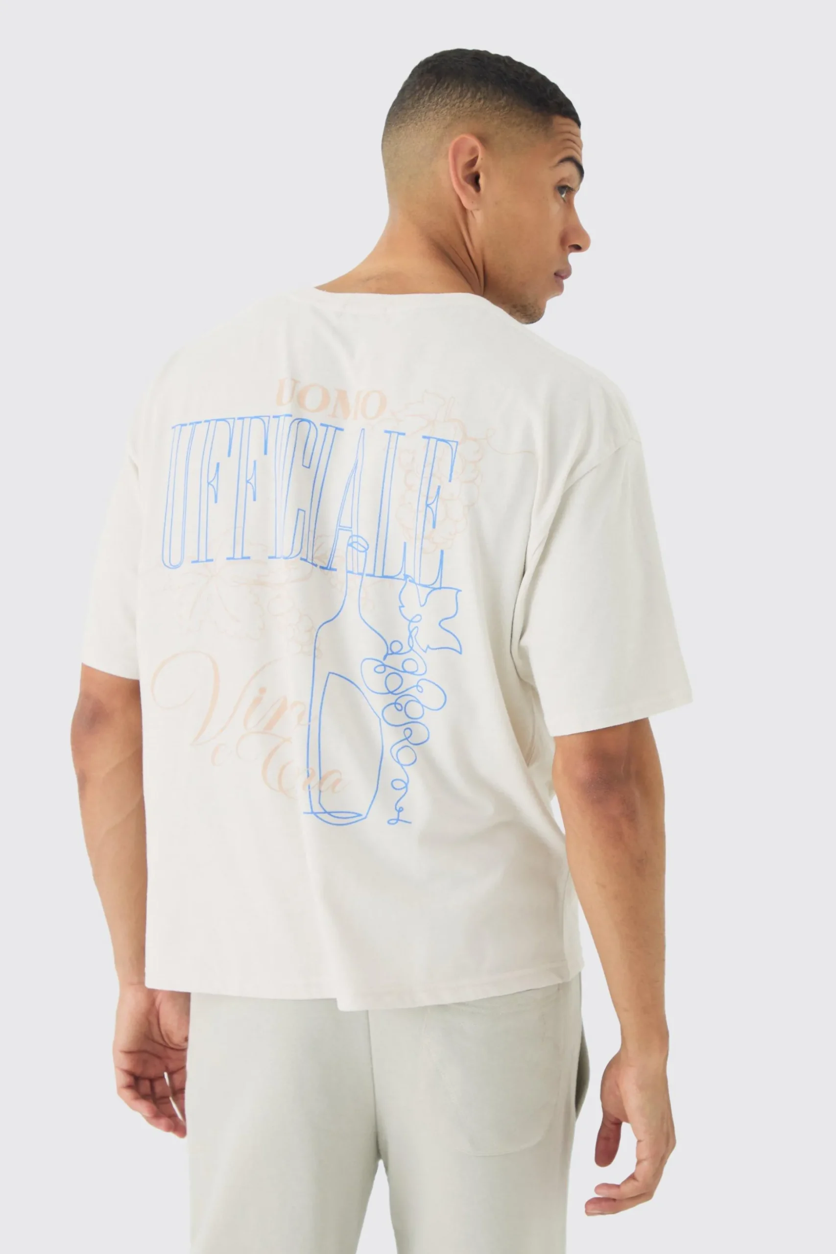 Oversized Boxy Vino Wash Print T-Shirt | BoohooMAN UK
