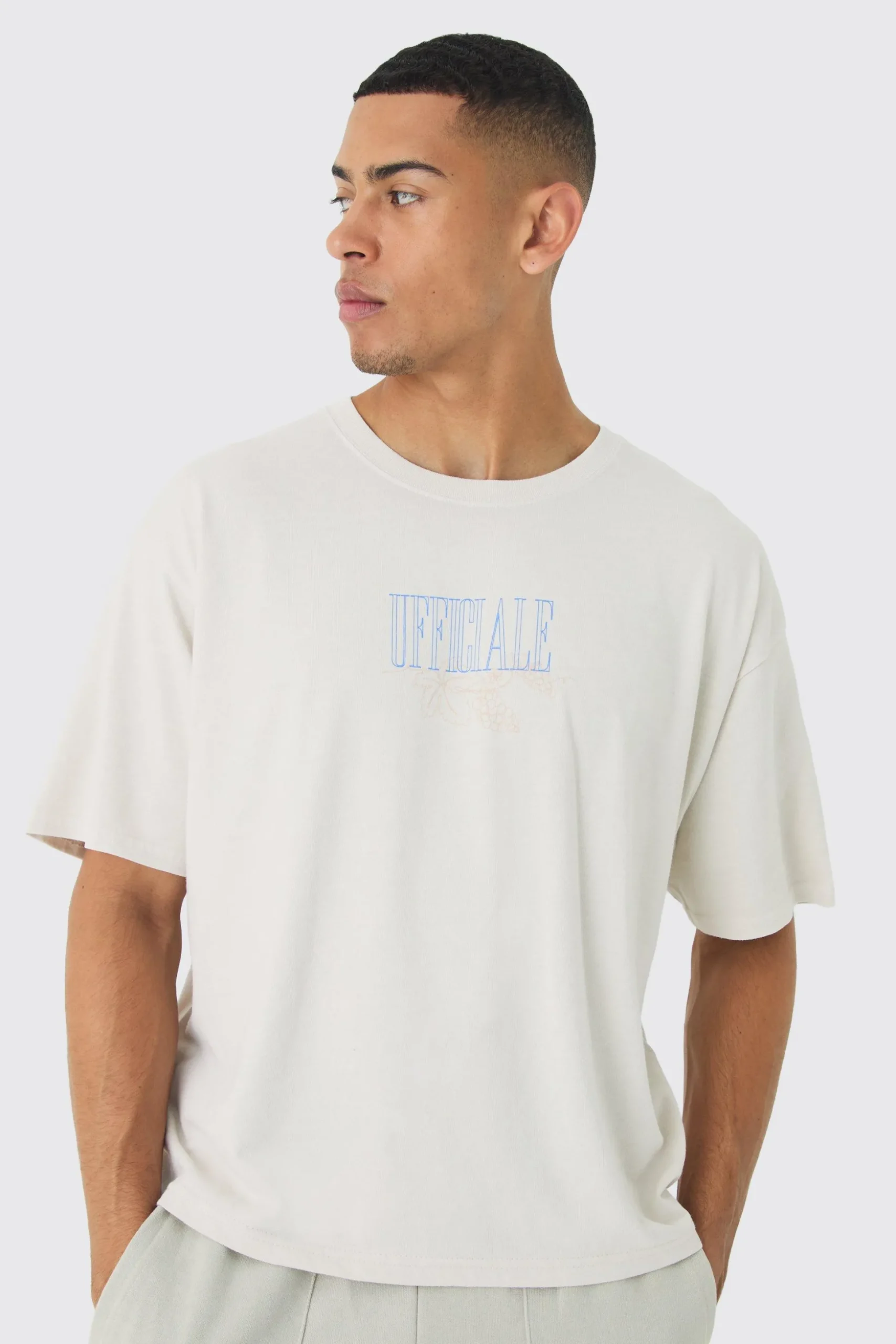 Oversized Boxy Vino Wash Print T-Shirt | BoohooMAN UK