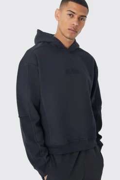 Oversized Boxy Waffle Panel Hoodie | BoohooMAN UK