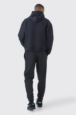 Oversized Boxy Waffle Panel Hoodie | BoohooMAN UK
