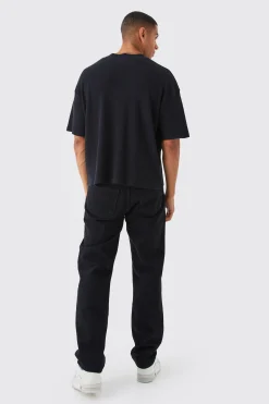 Oversized Boxy Waffle T-shirt | BoohooMAN UK