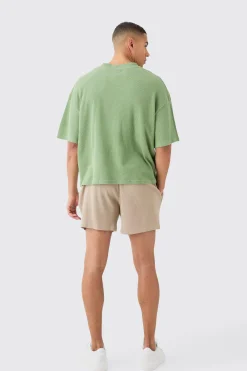 Oversized Boxy Waffle T-shirt | BoohooMAN UK