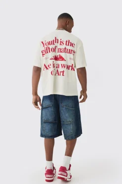 Oversized Boxy Waffle Youth Graphic T-shirt | BoohooMAN UK