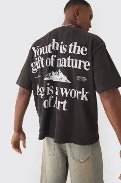 Oversized Boxy Waffle Youth Graphic T-shirt | BoohooMAN UK