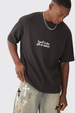 Oversized Boxy Waffle Youth Graphic T-shirt | BoohooMAN UK