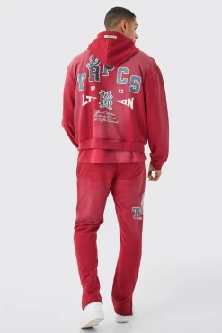 Oversized Boxy Wash Dark Tropics Hoodie | BoohooMAN UK