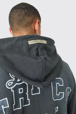 Oversized Boxy Wash Dark Tropics Hoodie | BoohooMAN UK