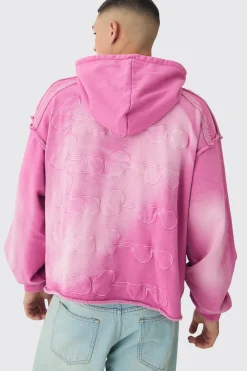 Oversized Boxy Washed Applique Hoodie | BoohooMAN UK