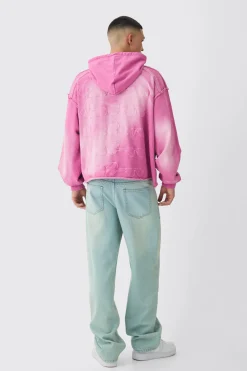 Oversized Boxy Washed Applique Hoodie | BoohooMAN UK