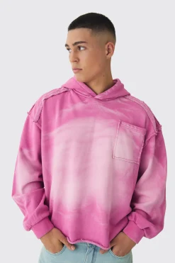 Oversized Boxy Washed Applique Hoodie | BoohooMAN UK