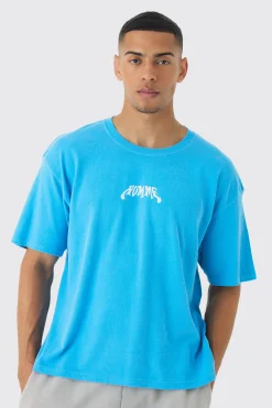 Oversized Boxy Washed Homme Print T-Shirt | BoohooMAN UK