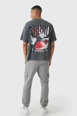 Oversized Boxy Washed Large Scale Renaissance Back Print T-Shirt | BoohooMAN UK
