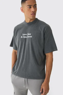 Oversized Boxy Washed Large Scale Renaissance Back Print T-Shirt | BoohooMAN UK