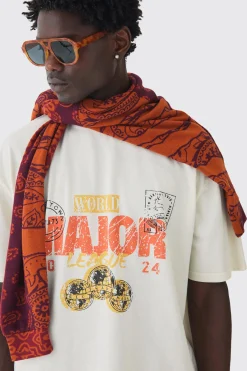Oversized Boxy Washed Print Split Hem T-shirt | BoohooMAN UK