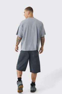 Oversized Boxy Washed Slogan T-shirt | BoohooMAN UK