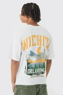 Oversized Boxy Wichita Printed Raw Hem T-Shirt | BoohooMAN UK