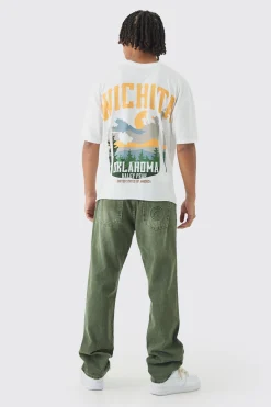 Oversized Boxy Wichita Printed Raw Hem T-Shirt | BoohooMAN UK
