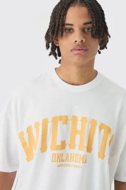 Oversized Boxy Wichita Printed Raw Hem T-Shirt | BoohooMAN UK