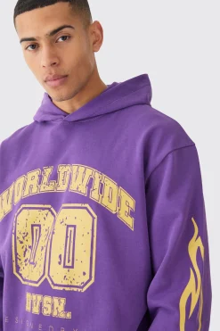 Oversized Boxy Worldwide Varsity Hoodie | BoohooMAN UK