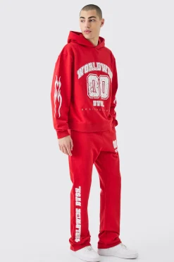 Oversized Boxy Worldwide Varsity Hooded Tracksuit | BoohooMAN UK