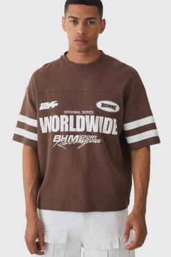 Oversized Boxy Worldwide Waffle T-shirt | BoohooMAN UK