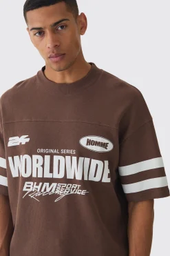 Oversized Boxy Worldwide Waffle T-shirt | BoohooMAN UK