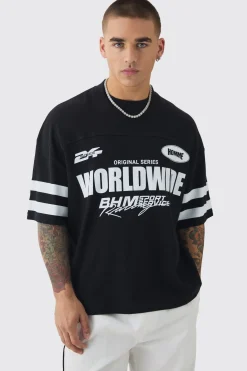 Oversized Boxy Worldwide Waffle T-shirt | BoohooMAN UK