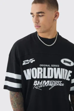 Oversized Boxy Worldwide Waffle T-shirt | BoohooMAN UK