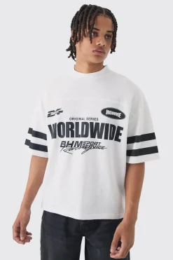 Oversized Boxy Worldwide Waffle T-shirt | BoohooMAN UK