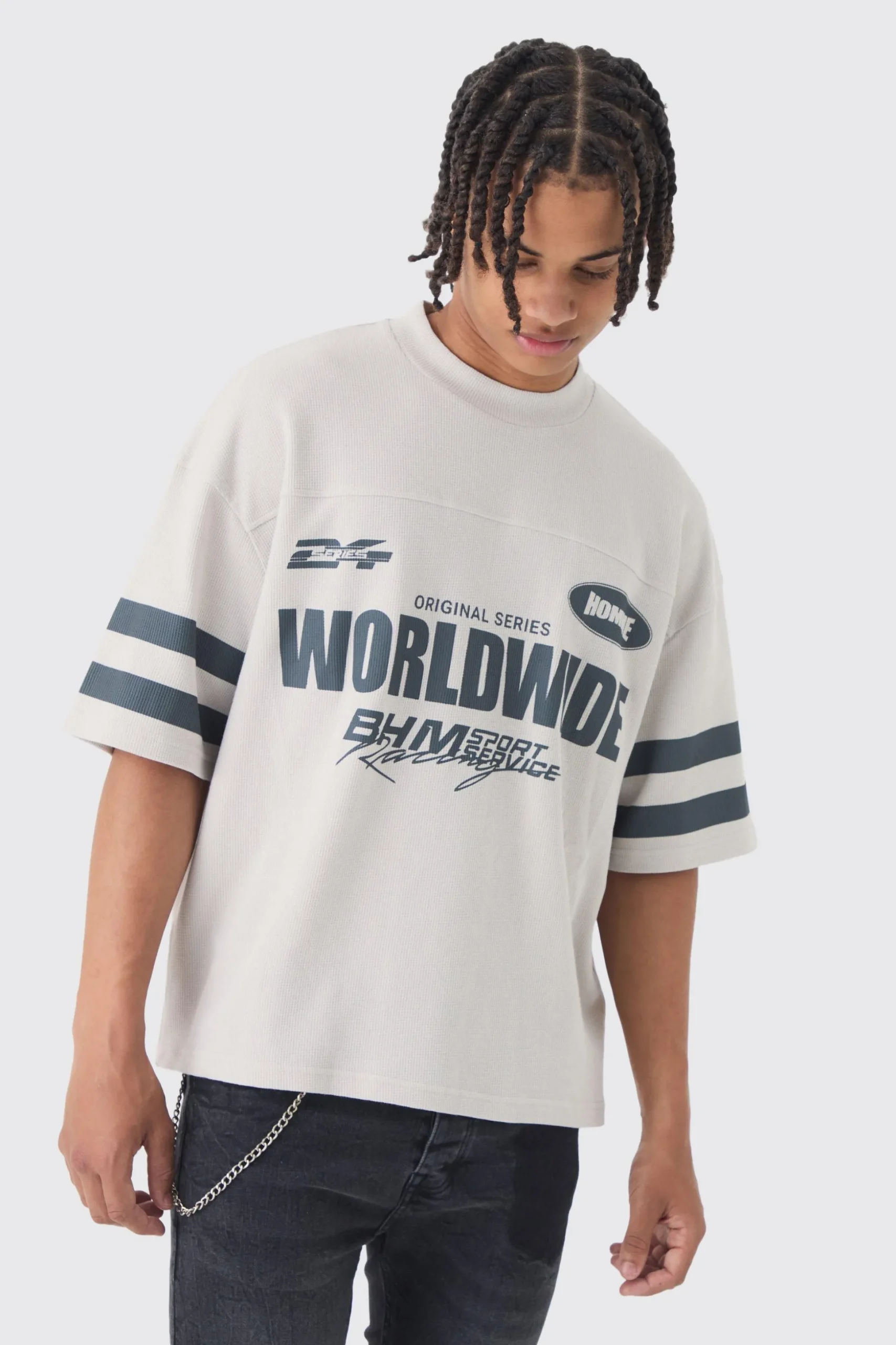 Oversized Boxy Worldwide Waffle T-shirt | BoohooMAN UK