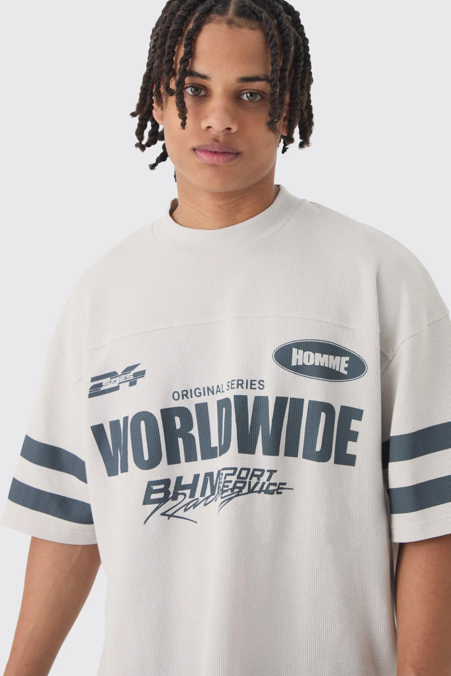 Oversized Boxy Worldwide Waffle T-shirt | BoohooMAN UK
