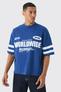 Oversized Boxy Worldwide Waffle T-shirt | BoohooMAN UK