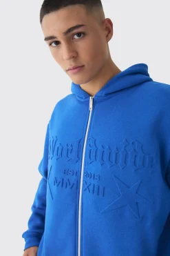Oversized Boxy Worldwide Embossed Tracksuit | BoohooMAN UK