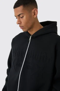Oversized Boxy Worldwide Embossed Tracksuit | BoohooMAN UK