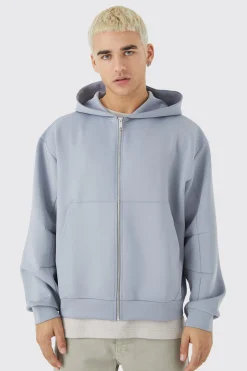 Oversized Boxy Zip Through Scuba Hoodie | BoohooMAN UK