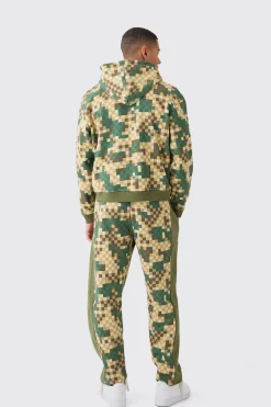 Oversized Boxy Zip Through Camo Hoodie Tracksuit | BoohooMAN UK