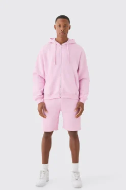 Oversized Boxy Zip Through Side Panel Short Tracksuit | BoohooMAN UK