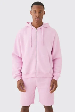 Oversized Boxy Zip Through Side Panel Short Tracksuit | BoohooMAN UK