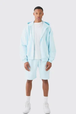 Oversized Boxy Zip Through Carpenter Short Tracksuit | BoohooMAN UK