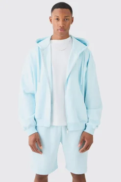 Oversized Boxy Zip Through Carpenter Short Tracksuit | BoohooMAN UK