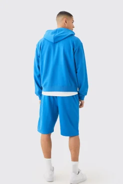 Oversized Boxy Zip Through Hooded Short Tracksuit | BoohooMAN UK