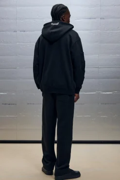 Oversized Boxy Zip Through Pocket Detail Hooded Tracksuit | BoohooMAN UK