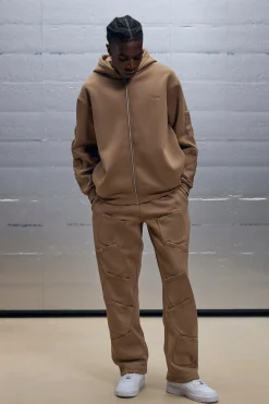 Oversized Boxy Zip Through Pocket Detail Hooded Tracksuit | BoohooMAN UK