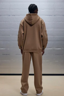 Oversized Boxy Zip Through Pocket Detail Hooded Tracksuit | BoohooMAN UK